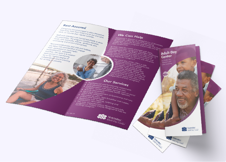 an image of the adult day brochure laid out on display